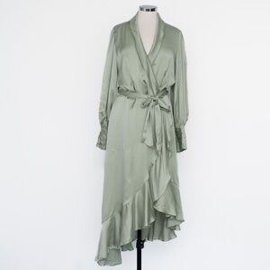 Zimmerman. Silk Wrap Midi Dress. **Flawed**